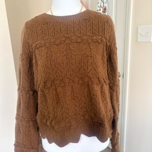 Elegant Tan Cable Knit Sweater